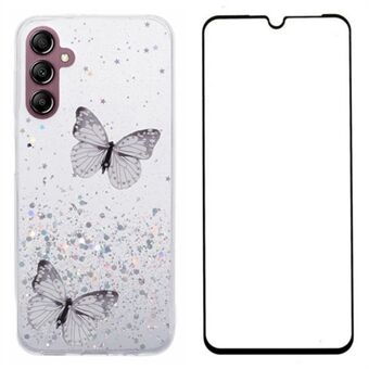 WANLONFENG AW-serie for Samsung Galaxy A14 4G / 5G etui TPU glinsende sommerfugl telefondeksel med HD-film