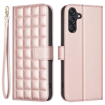 BINFEN FARGE BF34 for Samsung Galaxy 14 4G / 5G Etui Kvadratisk Rutenett Skinn Deksel