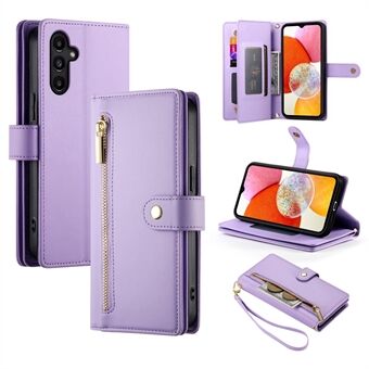 DF-011 For Samsung Galaxy A14 4G / 5G Etui Glidelåslomme PU Lær Stativ Telefondeksel