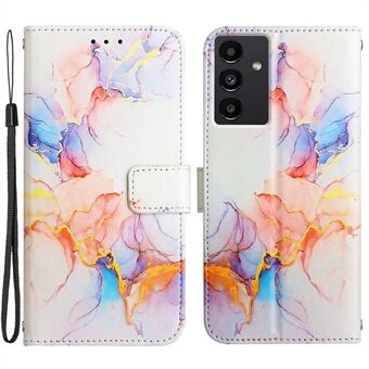 Mønsterutskrift skinn Series-5 for Samsung Galaxy A14 5G Velbeskyttet lommebok telefonveske Marmormønster PU- Stand Flip-deksel med håndleddsstropp