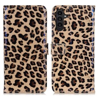 For Samsung Galaxy A14 5G / A14 4G Leopard-mønster flip-deksel PU Stand lommebokstativ Magnetisk beskyttende telefonveske