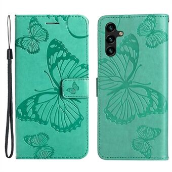 KT Imprinting Flower Series-2 for Samsung Galaxy A14 5G Anti- Scratch PU-skinn telefondeksel påtrykt sommerfuglmønster Magnetisk lås Stand lommebokveske