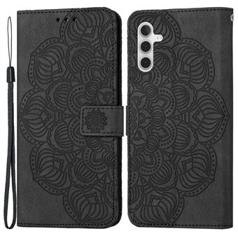 For Samsung Galaxy A14 5G lommebokveske påtrykt Mandala Flower PU-skinn Mykt TPU Folio Flip-deksel med stropp