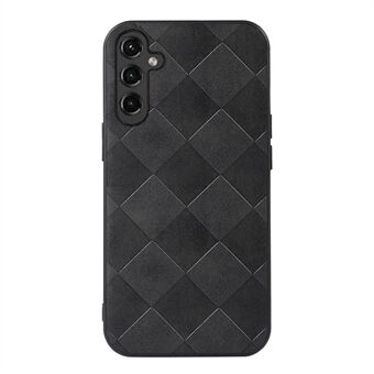 For Samsung Galaxy A14 5G Anti-fall Grid Texture PU Leather Coated Myk TPU + Hard PC Hybrid Telefonveske Beskyttelsesdeksel