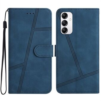 For Samsung Galaxy A14 5G Hud-touch Feeling Lines påtrykt telefonbeskyttelsesveske Vintage PU-skinn Flip Stand Lommebokdeksel