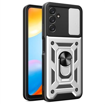 Støtsikkert telefondeksel for Samsung Galaxy A14 5G, Ring Kickstand PC + TPU beskyttende bakdeksel med skyvekamerabeskytter