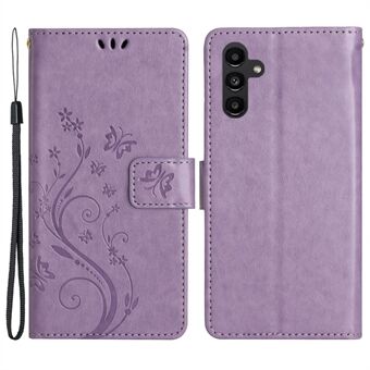 For Samsung Galaxy A14 5G Flower Butterfly-påtrykt telefonlommebokveske PU-skinn sammenleggbart Stand