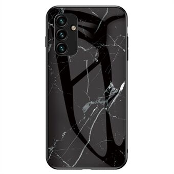 For Samsung Galaxy A14 5G telefonveske med marmormønstertrykk herdet glass + PC + TPU støtsikkert deksel