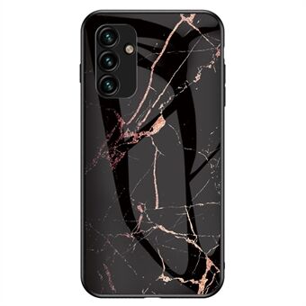 For Samsung Galaxy A14 5G telefonveske med marmormønstertrykk herdet glass + PC + TPU støtsikkert deksel