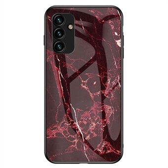 For Samsung Galaxy A14 5G telefonveske med marmormønstertrykk herdet glass + PC + TPU støtsikkert deksel