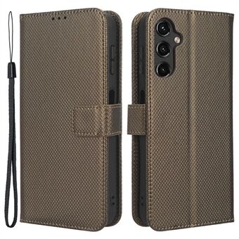 For Samsung Galaxy A14 5G / A14 4G Diamantteksturert lærveske med lommebok, støtsikker telefonstativcase.