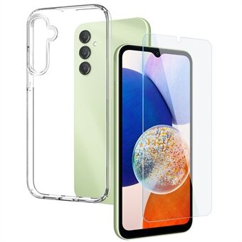 NORTHJO For Samsung Galaxy A14 4G / 5G fleksibelt TPU-telefonbeskytterdeksel med herdet glassfilm - gjennomsiktig