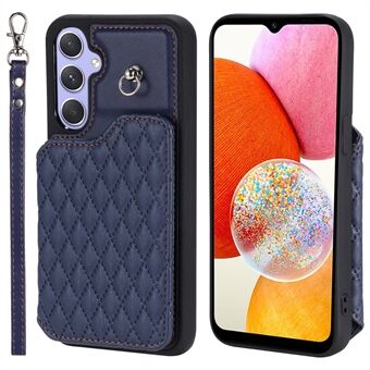 Stil 008 for Samsung Galaxy A14 5G / A14 4G Kickstand-veske PU-skinn+TPU RFID-blokkerende telefonskall med håndleddsstropp