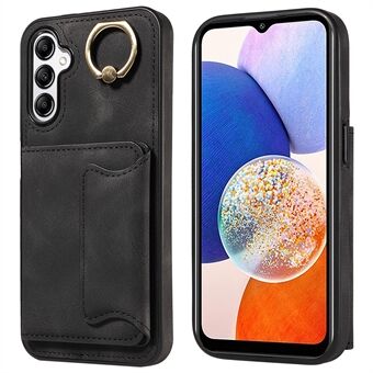 001 For Samsung Galaxy A14 5G / A14 4G Ring Kickstand Kortholder Deksel Skin-touch PU-skinn+TPU-telefonveske