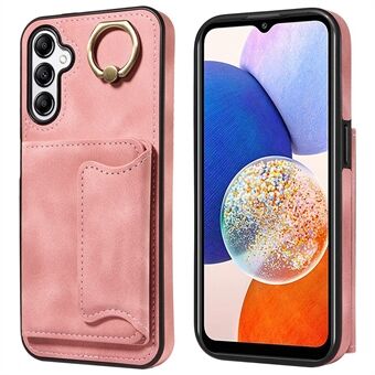 001 For Samsung Galaxy A14 5G / A14 4G Ring Kickstand Kortholder Deksel Skin-touch PU-skinn+TPU-telefonveske