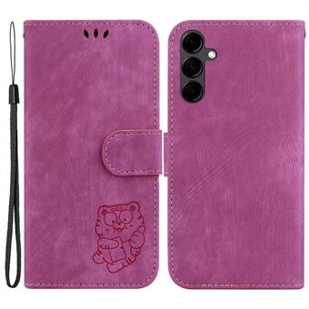 For Samsung Galaxy A14 5G / A14 4G, PU-lær-cover med tigertrykk, stativlommebeskyttende telefondeksel.