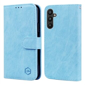 For Samsung Galaxy A14 5G / A14 4G Ensfarget PU-lær-stativ-lommebok-etui for mobiltelefon som kan brettes.