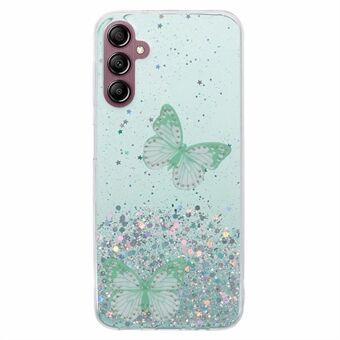 For Samsung Galaxy A14 4G / 5G-dekselet AW-serien Epoxy Butterfly Decor TPU+PVC-støtsikkert omslag.