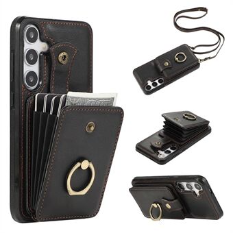 For Samsung Galaxy A14 5G / 4G etui med spenne design, stativ og TPU+PU-lær telefondeksel.