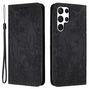 For Samsung Galaxy S23 Ultra-etui Elefantmønster Lommebok PU-lær Bokstil Telefondeksel