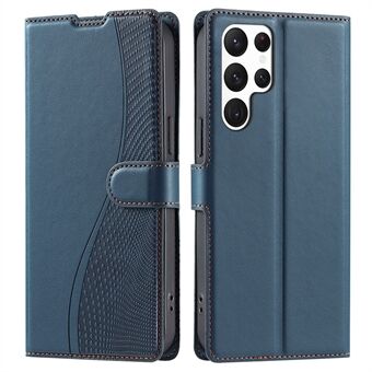 For Samsung Galaxy S23 Ultra etui med prikker preget i PU-lær, fliptelefondeksel med kortspor, stropp.