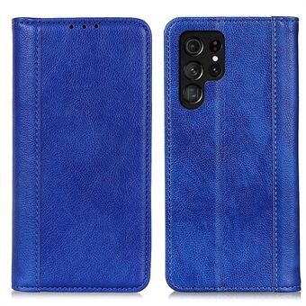 For Samsung Galaxy S23 Ultra Drop-proof Litchi Texture Telefonveske Delt skinn Autolukking Magnetic Flip Lommebokdeksel med Stand