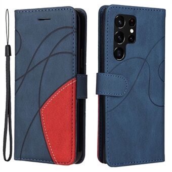 Mobiltelefondeksel for Samsung Galaxy S23 Ultra KT Leather Series-1 Tofarget skjøtebokstil PU-skinntelefonveske Stand lommebok med stropp