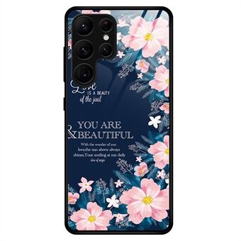 For Samsung Galaxy S23 Ultra TPU+PC+Herdet Glass Telefon Fallsikkert deksel Stilig mønsterutskrift Anti- Scratch bakdeksel