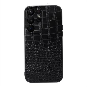 For Samsung Galaxy S23 Ultra Crocodile Texture Anti-Shock telefonveske Ekte kuskinnbelagt PC+TPU-deksel