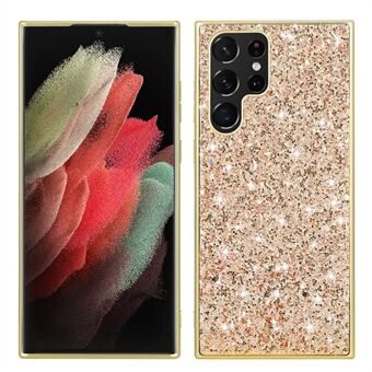 For Samsung Galaxy S23 Ultra Shiny Glitter Paljetter Telefonveske Fallbestandig galvanisering TPU-ramme Hard PC-bakdeksel