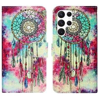 For Samsung Galaxy S23 Ultra Marble Pattern Printing Telefondeksel PU-skinn Stand Anti Scratch telefonveske