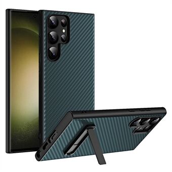 GKK For Samsung Galaxy S23 Ultra Kickstand Telefonveske Carbon Fiber Hard PC+TPU Slim Bakdeksel