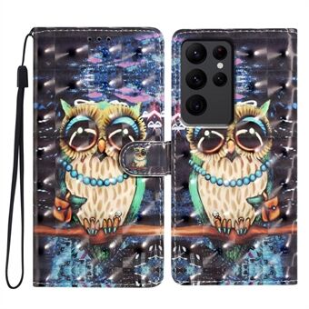 For Samsung Galaxy S23 Ultra-etui lommebok 3D-mønster PU-skinn flip-telefondeksel