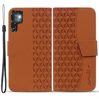 For Samsung Galaxy S23 Ultra-etui med preget PU-lær flippskal telefondeksel