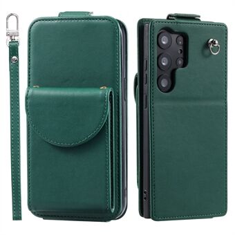 For Samsung Galaxy S23 Ultra Etui i skinn + TPU Støtte-deksel Vertikal Flip Telefon Skall