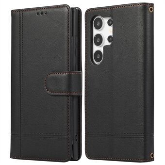 For Samsung Galaxy S23 Ultra mobildeksel PU-skinn lommebok flip-etui med akrylspeil