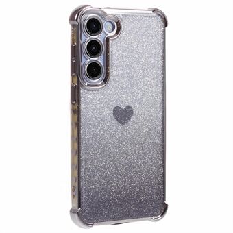 For Samsung Galaxy S23 Hjertemønster Drop Protection Phone-etui TPU Glitrende Pulver Phone Cover