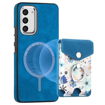 E3 For Samsung Galaxy S23 Magnetisk Etui Blomster Kort Holder Lær + TPU Telefon Deksel