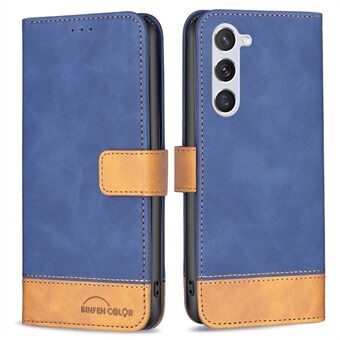 BINFEN COLOR BF Leather Case Series-7 for Samsung Galaxy S23 Style 11 Anti-fall farge skjøtetelefonveske Hudvennlig PU lær Stand lommebokdeksel