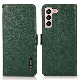 KHAZNEH for Samsung Galaxy S23 Litchi tekstur ekte lær dobbel magnetisk lås Flip Stand Cover RFID blokkerende telefon lommebokveske