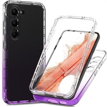 For Samsung Galaxy S23 Clear Gradient Phone Case 3-i-1 Hybrid PC + TPU-forsterket full beskyttelsesdeksel med PET-skjermbeskytter