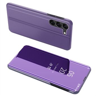 For Samsung Galaxy S23 telefondeksel View Window PU-skinnveske Speil galvanisering telefondeksel med Stand