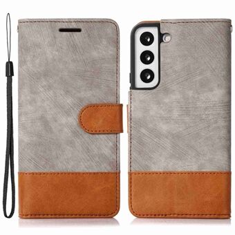 For Samsung Galaxy S23 Skin-Touch Feeling PU-skinn lommebok telefonveske Tofarget Stand Magnetisk lukking Beskyttelsesdeksel med stropp for hele kroppen