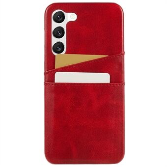 For Samsung Galaxy S23 Scratch telefondeksel PU-skinnbelagt PC-bakdeksel med to kortspor