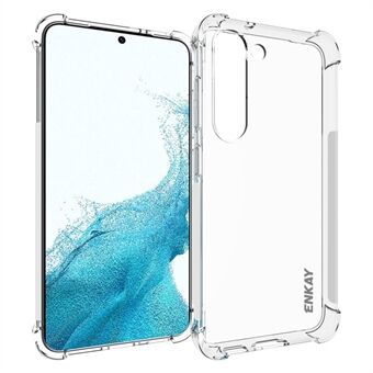 ENKAY HAT Prince For Samsung Galaxy S23 TPU Tykkede hjørner Støtdempende veske Anti-skli Strip Edge Klart telefondeksel