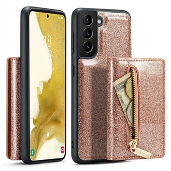 DG.MING M3-serien for Samsung Galaxy S23 Glidelåslomme Magnetisk avtagbart 2-i-1 telefondeksel Glitter PU-skinnbelagt støttelommebok Fallsikkert telefondeksel