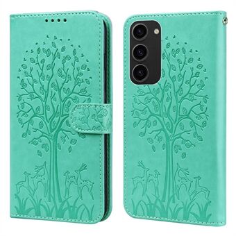 PU-lærveske til Samsung Galaxy S23, Deer Tree Pattern Stand Lommebok telefondeksel