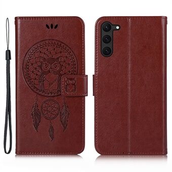 For Samsung Galaxy S23 PU Lær telefonveske Stand Owl Dream Catcher mønster påtrykt deksel