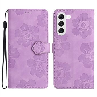 For Samsung Galaxy S23 Blomster påtrykt skinntelefonveske Stand Lommebok Dropsikkert skall