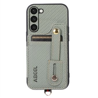 ABEEL Stil 01 RFID-blokkerende støtsikker etui for Samsung Galaxy S23 stativ Karbonfiber teksturert PU+TPU-telefondeksel